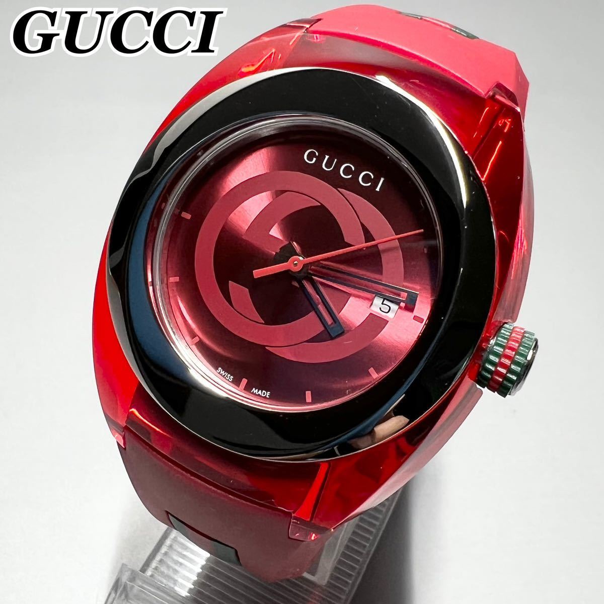 新品】GUCCIグッチ SYNC 定価8.0万円 レッド メンズ腕時計 ユニ