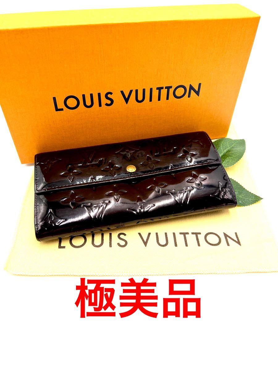 美品】LOUIS VUITTONルイヴィトン ヴェルニ ポルト長財布ブラック系-