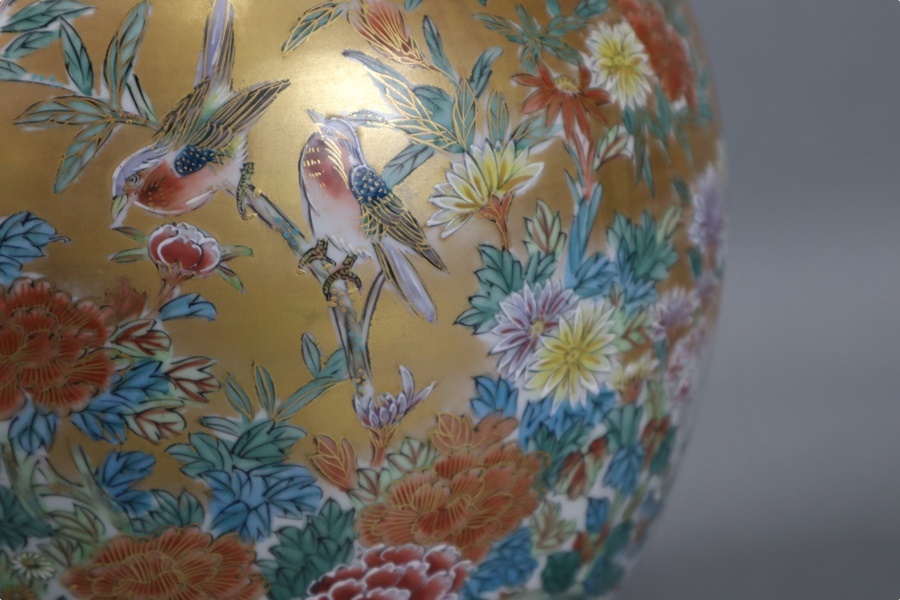メカニカル 九谷焼 本金鳥 花瓶(錦水作) - 通販 - karting.com.pl