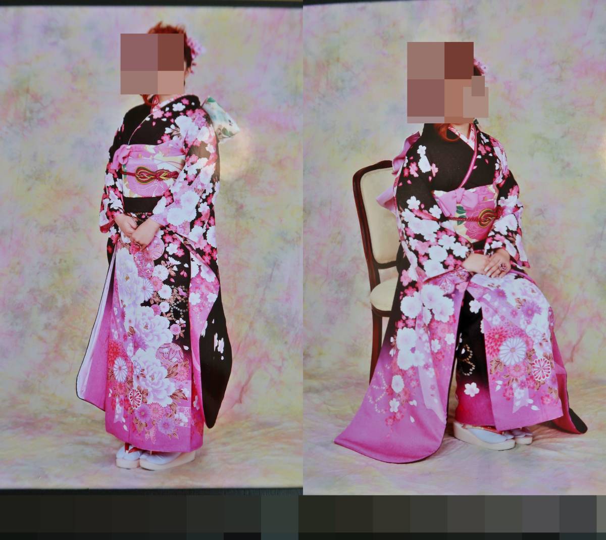 人気ブランドの 桜模様　振袖成人式　11点フルセット・正絹■　サガショール付き 振袖