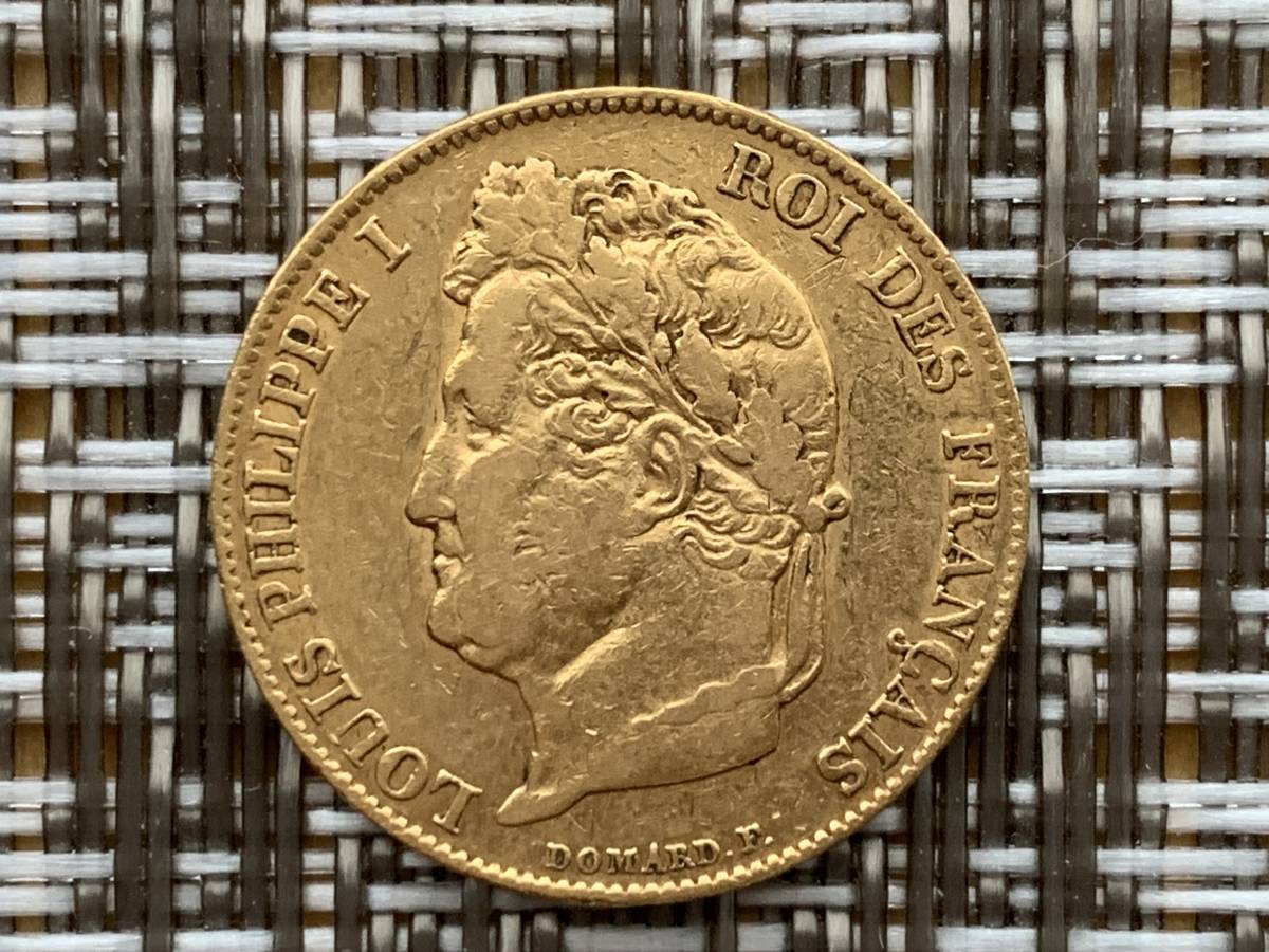 フランス・1834A・20フラン金貨・ルイフィリップ一世・戴冠【XF】_画像1