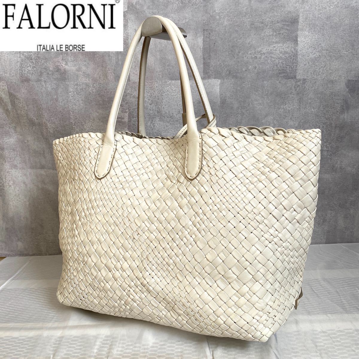 極美品 定価16万円 FALORNI ファロルニ イントレチャート レザー オフ