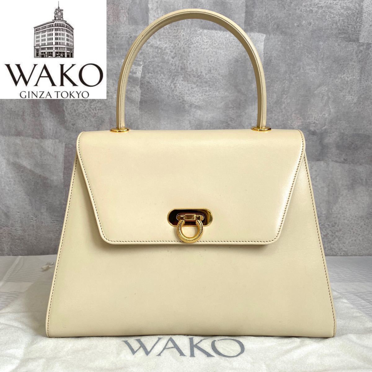 WAKO 和光 ハンドバッグ フォーマル ゴールド金具 キルティング ブラック-