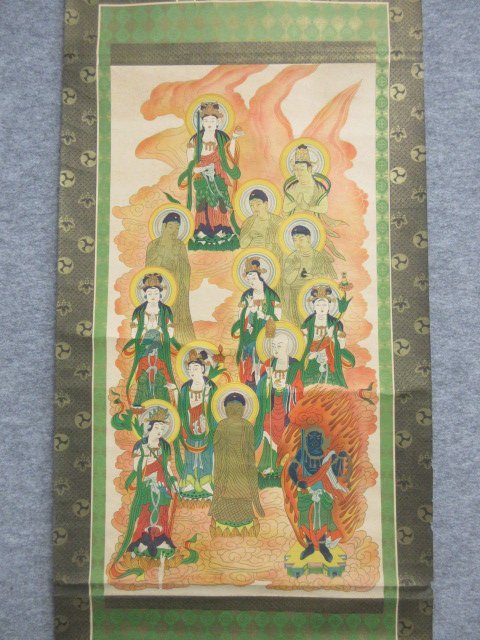 【模写】掛軸 十三仏 [B32104] 長さ142cm 幅53cm 紙本 仏教 美術 古玩 古美術_画像2