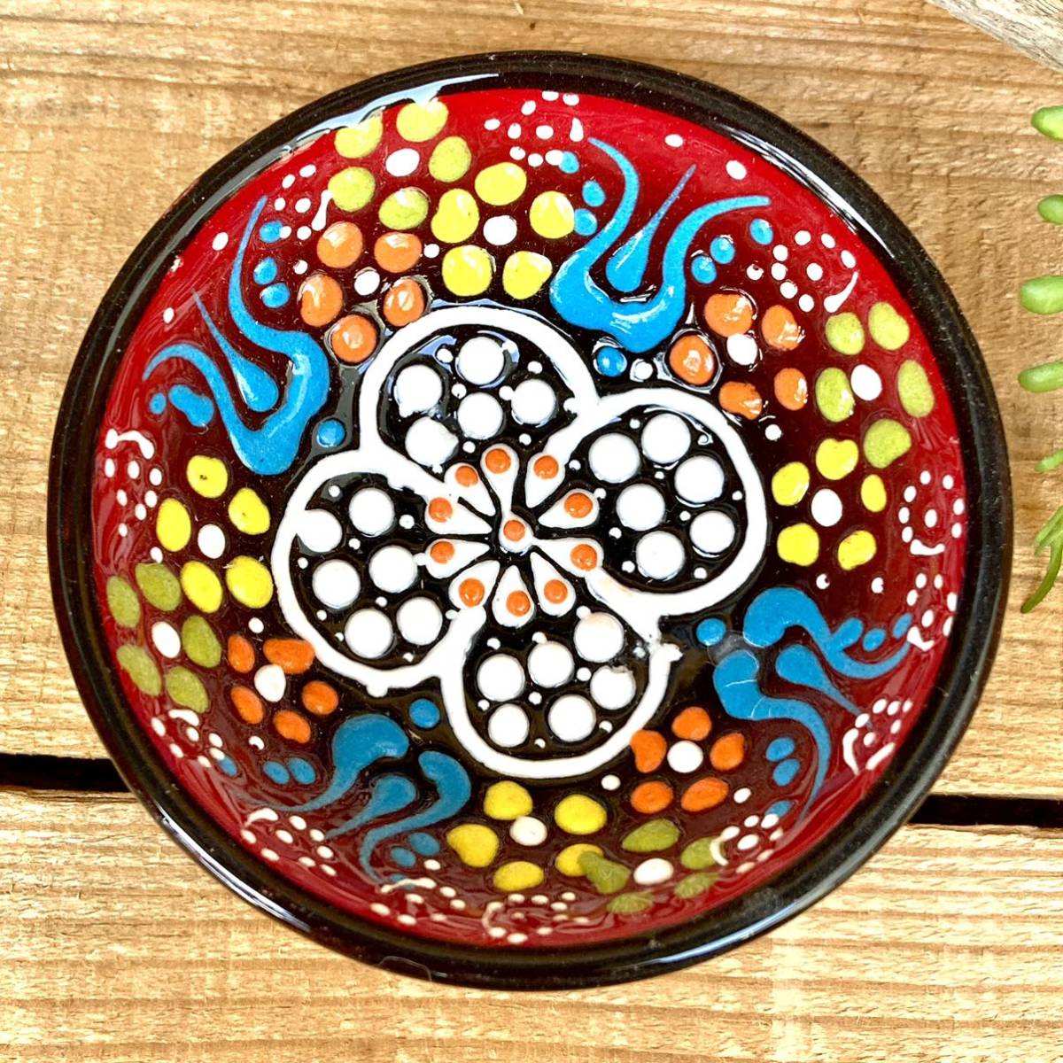 8cm* new goods * Turkey ceramics bowl case small plate hand made kyu tough ya ceramics red [ conditions attaching free shipping ]185