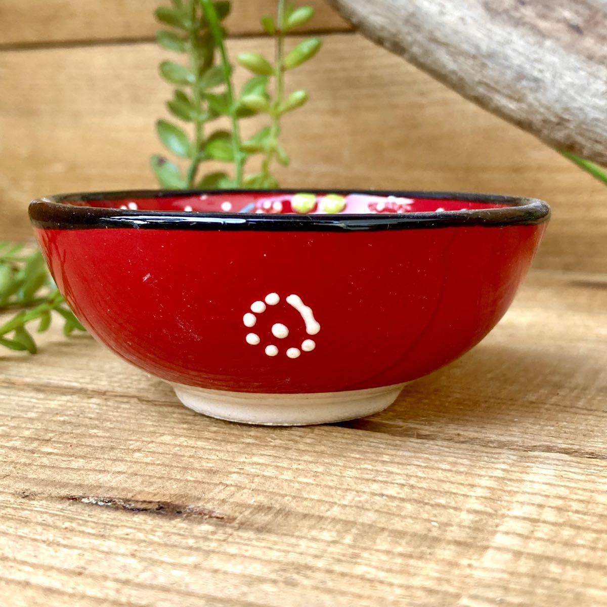 8cm* new goods * Turkey ceramics bowl case small plate hand made kyu tough ya ceramics red [ conditions attaching free shipping ]185