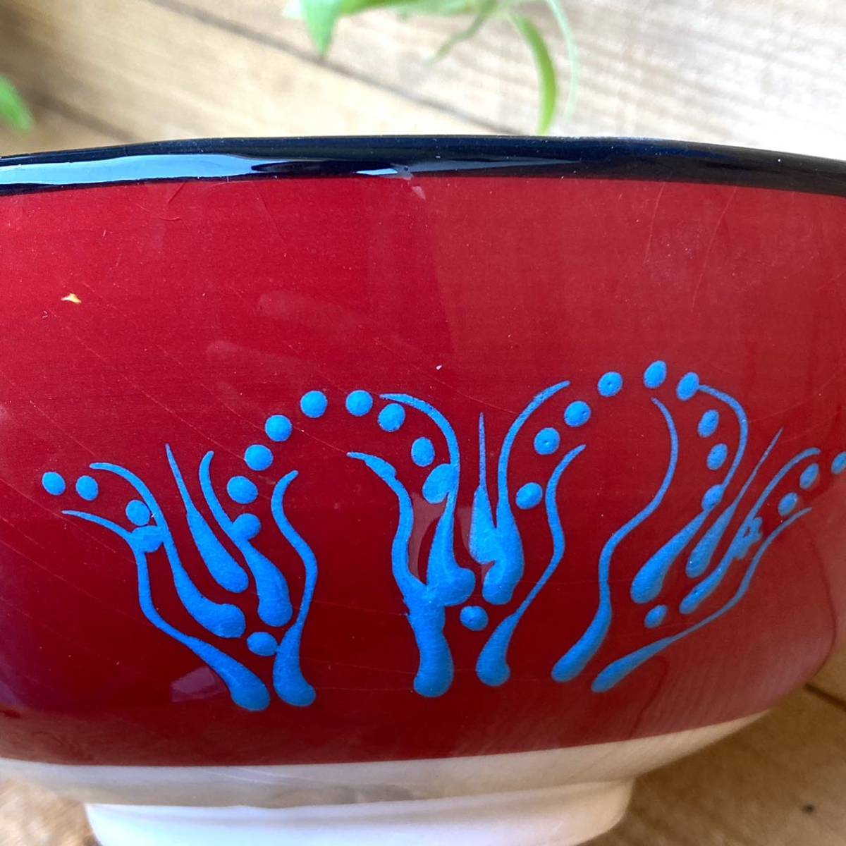 22cm* new goods * Turkey ceramics bowl plate * red red * hand made kyu tough ya ceramics [ conditions attaching free shipping ]205