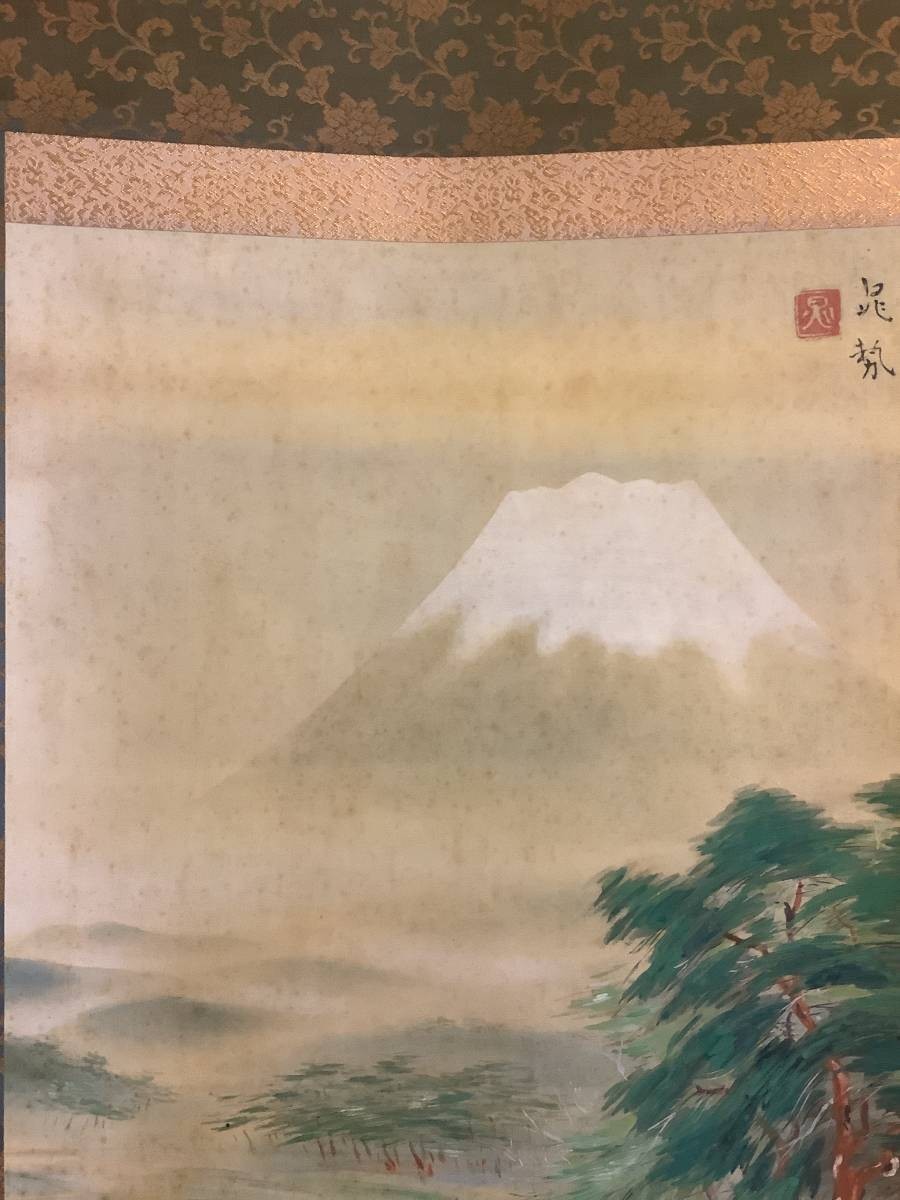 アイボリー×レッド ⭕️ 水彩 三輪晁勢 富士山 名作 額入り 絵 絵画