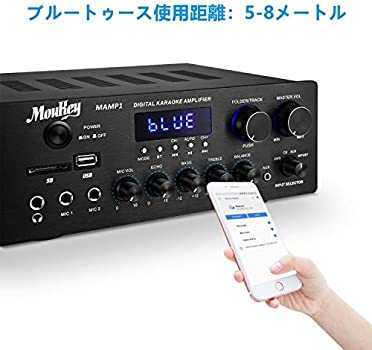 パワーアンプ システム マイクミキサー 最大出力220W Bluetooth対応 デュアルチャンネルサウンドオーディオステレオレシーバー_画像2