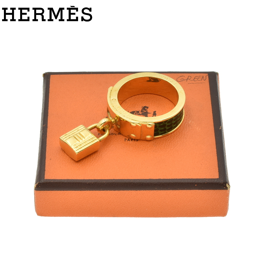 HERMES エルメス ケリー スカーフリング ゴールド×グリーン_画像1