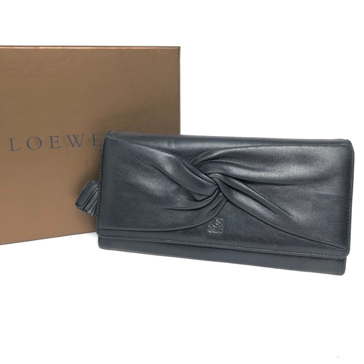 LOEWE ロエベ 二つ折り長財布 ナッパレザー ブラック 黒 アナグラム-