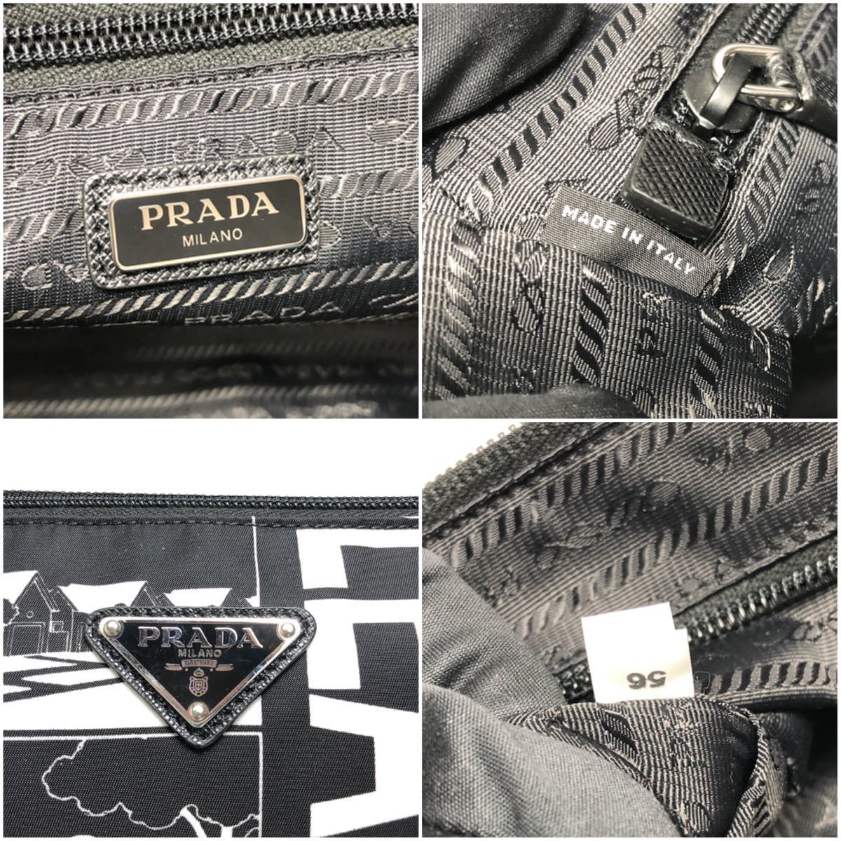 PRADA プラダ クラッチバッグ ポーチ コミック柄 黒×白 モノトーン ユニセックス