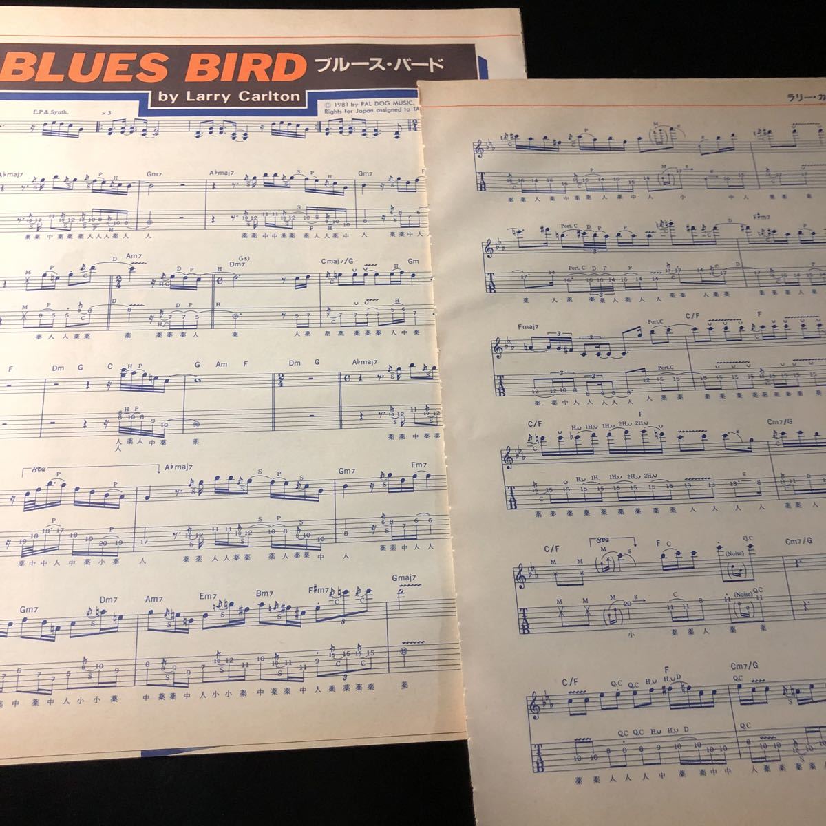 1116-1 レア切り抜き　ラリー・カールトン　奏法　1982年　Blues Bird ギタースコア/ Larry Carlton / ブルース・バード_画像5