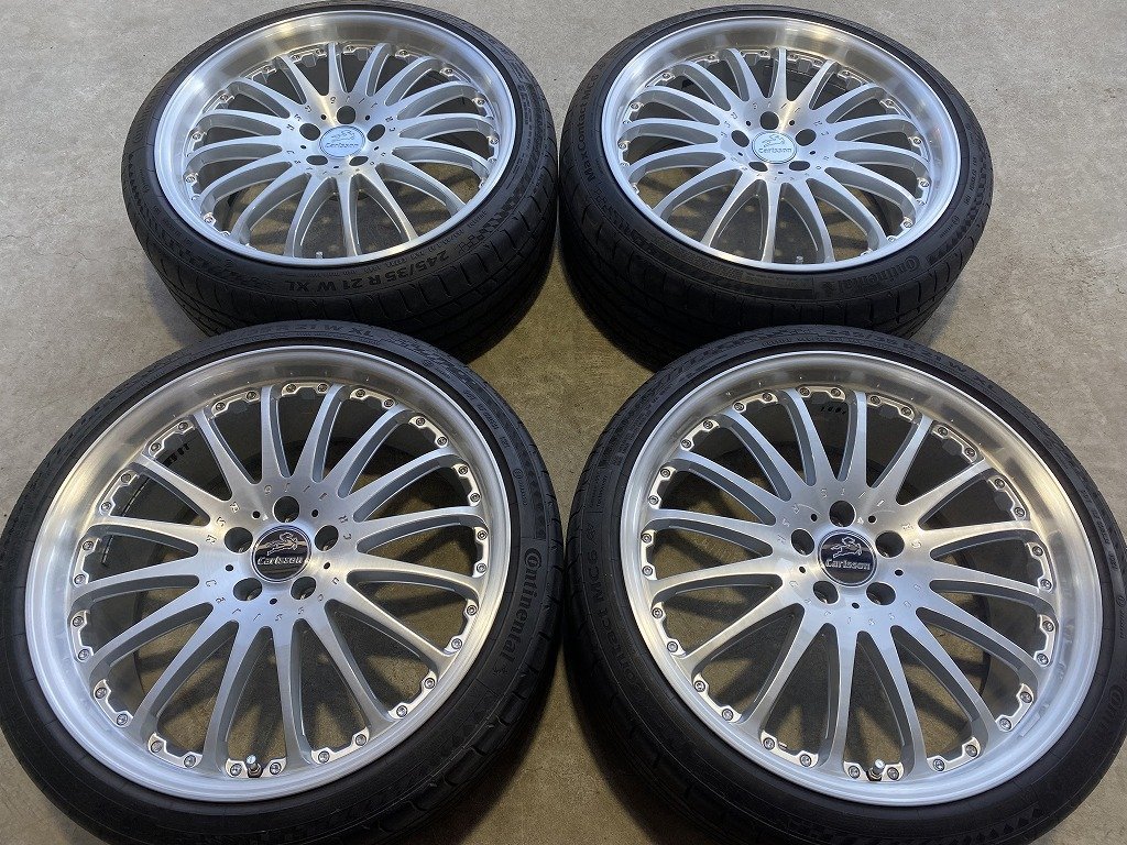 品質保証 CR カールソン ★ ガリ傷無し 1/16 フーガ アルファード ★ 245/35R21 コンチネンタル 2021年製 ★ ブラッシュド 5H-114.3 +30 9J RSR 5穴