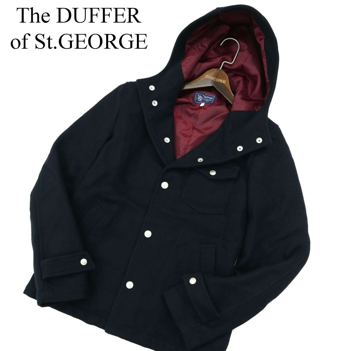 The DUFFER of St.GEORGE ダファー オブ セントジョージ メルトン ウール★ フーディー ジャケット Sz.M　メンズ 日本製　A2T12766_B#N_画像1