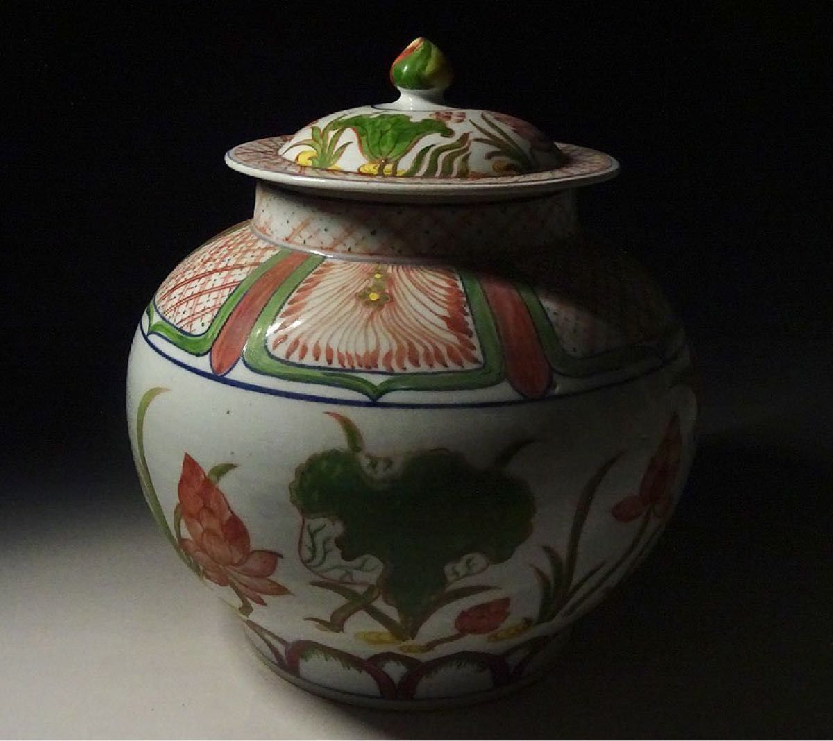 中国古玩　紅安南　蓋付壷 高約30cm　古陶　唐物 時代物 清時 嘉靖 董 古 飾