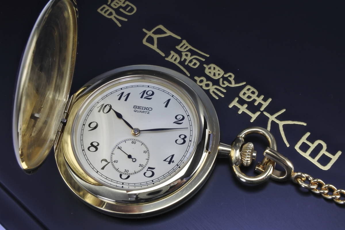 *** inside . total . large .. pocket watch SEIKO high class quartz type pocket watch box attaching excellent article ①