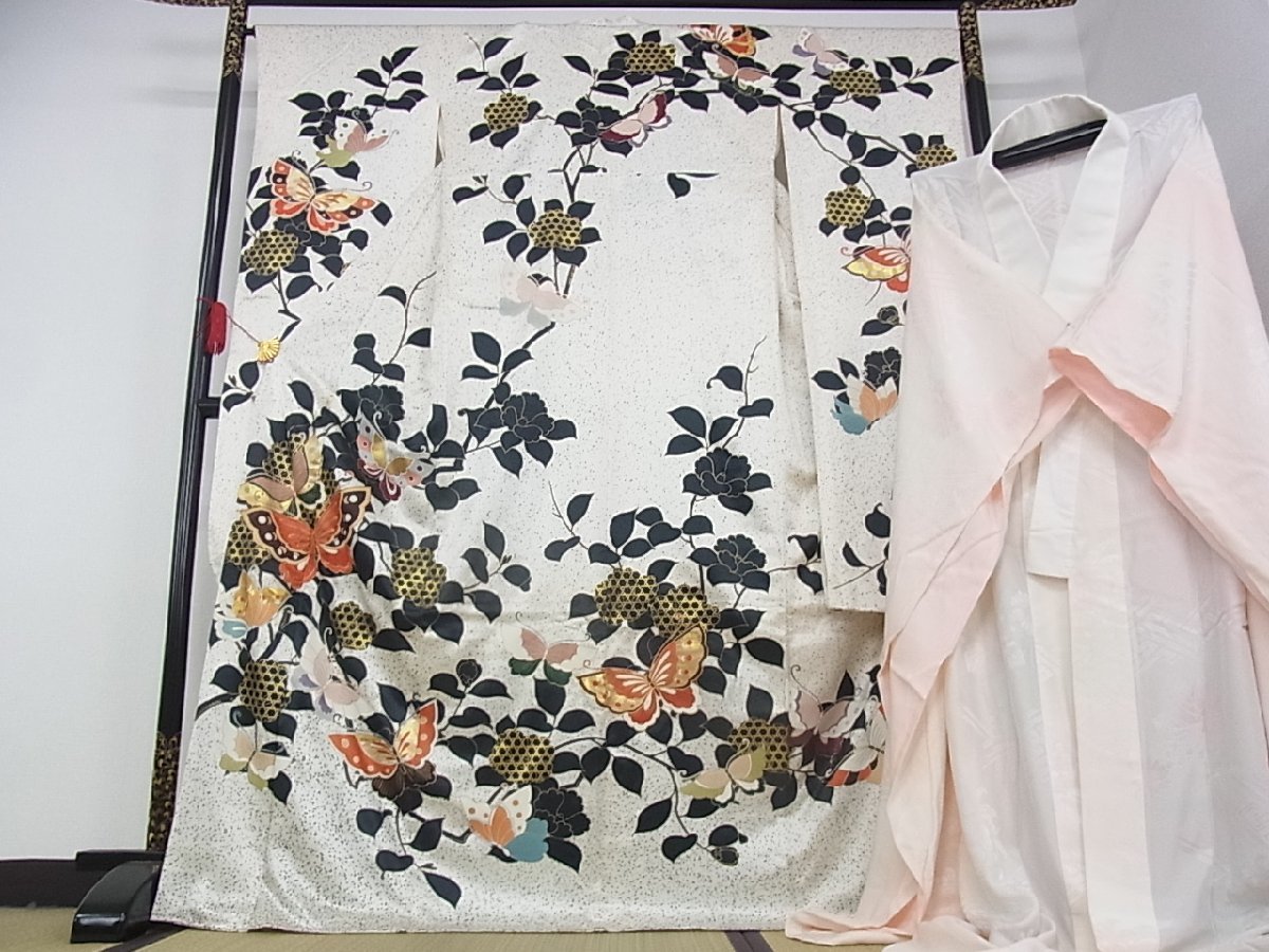 豪華振袖3567長襦袢セット(無双仕立て) 立波橘吉祥花文 金彩 直売