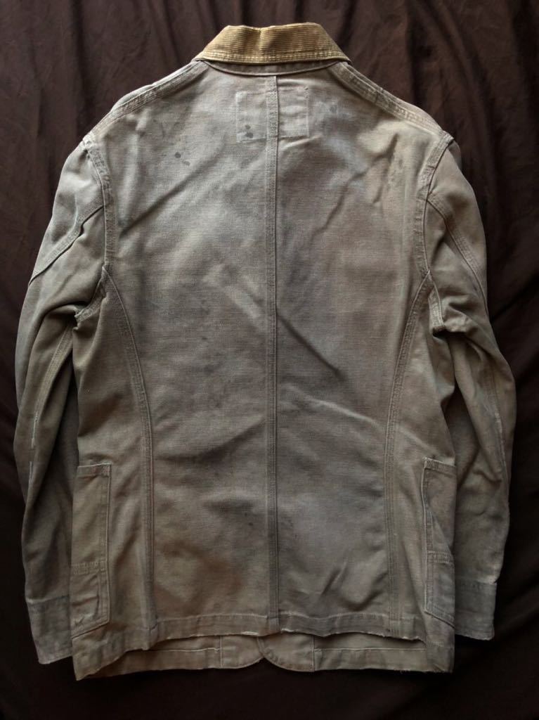 【傑作】極美品 RRL FADED KHAKI FARMER’S COAT ダブルアールエル レイルマン カバーオール 汚し加工 ラルフローレン XS_画像5