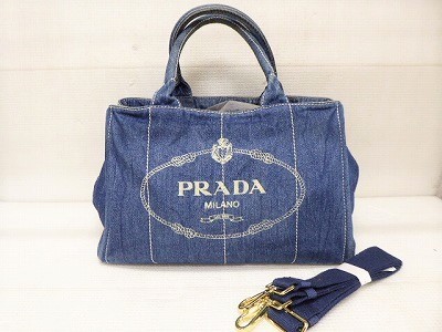 PRADA プラダ デニム カナパ トート 2WAY ハンドバッグ ショルダー 定形外郵便全国一律1040円 E1-b