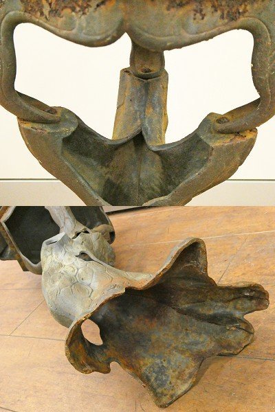 ♯ 時代物 古鉄 油式 古木灯籠 松竹梅透かし 全高約85cm 古木 ♯ 時代物 古鉄 油式 古木灯籠 松竹梅透かし 全高約85cm 古木