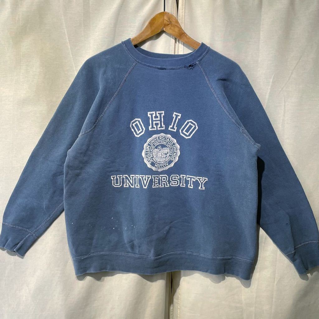 60s OHIO UNIV. フロッキー ヴィンテージ スウェット USA製 綿100 カレッジ / champion spruce 50s 70s  80s 90s