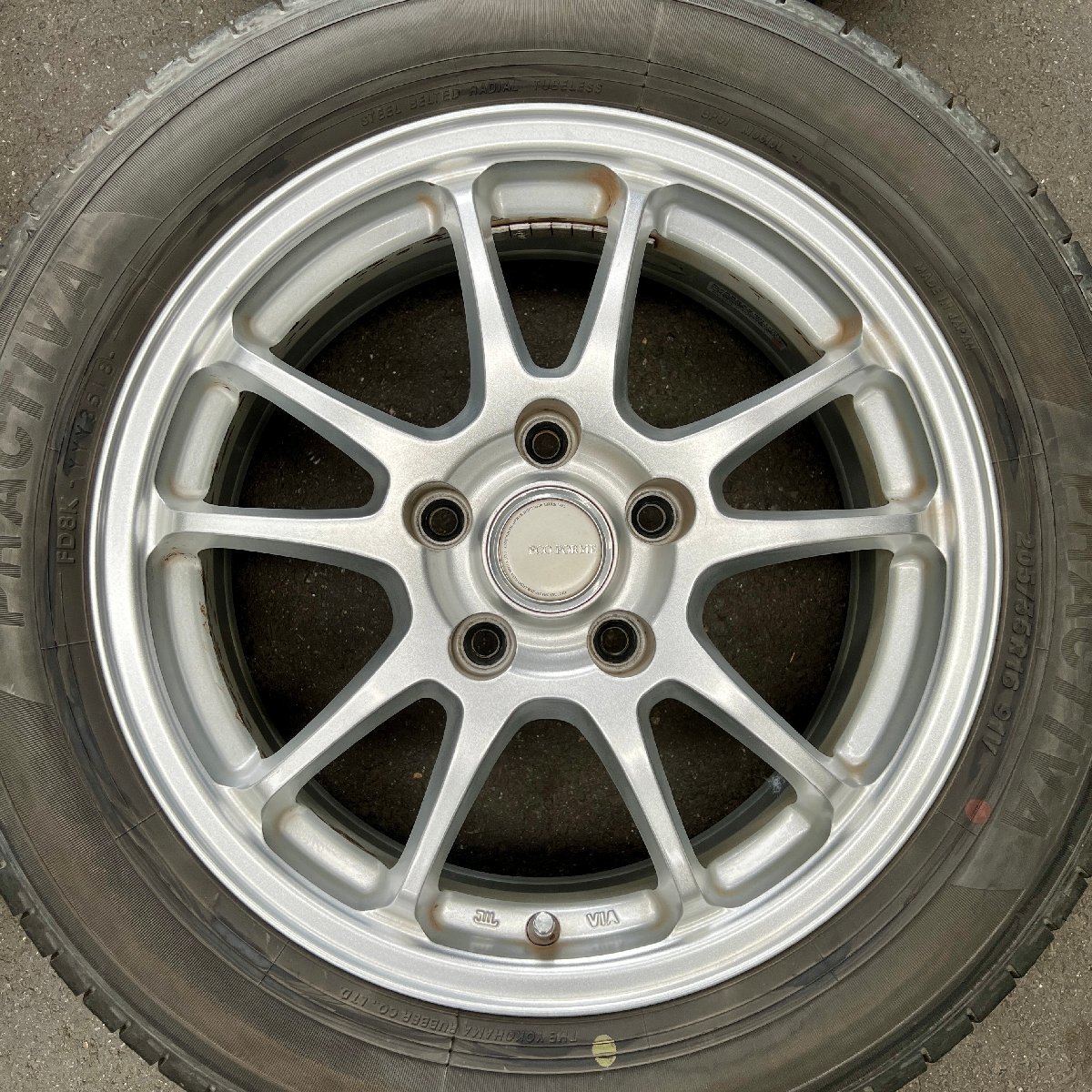 タイヤ付き社外ホイール BRIDGESTONE ECOFORME SE-10(ブリヂストン エコフォルム) 16×6 1/2J +46 114.3 5穴 205/55R16 2018年 5ミリの画像3