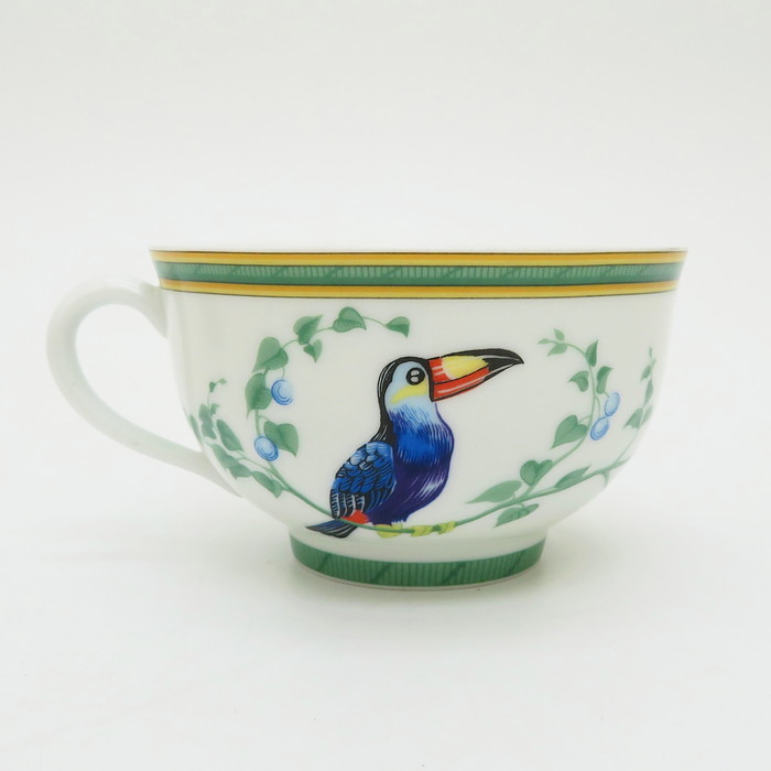 HERMES/エルメス ティー カップ&ソーサー トゥカン 鳥 2客セット 食器