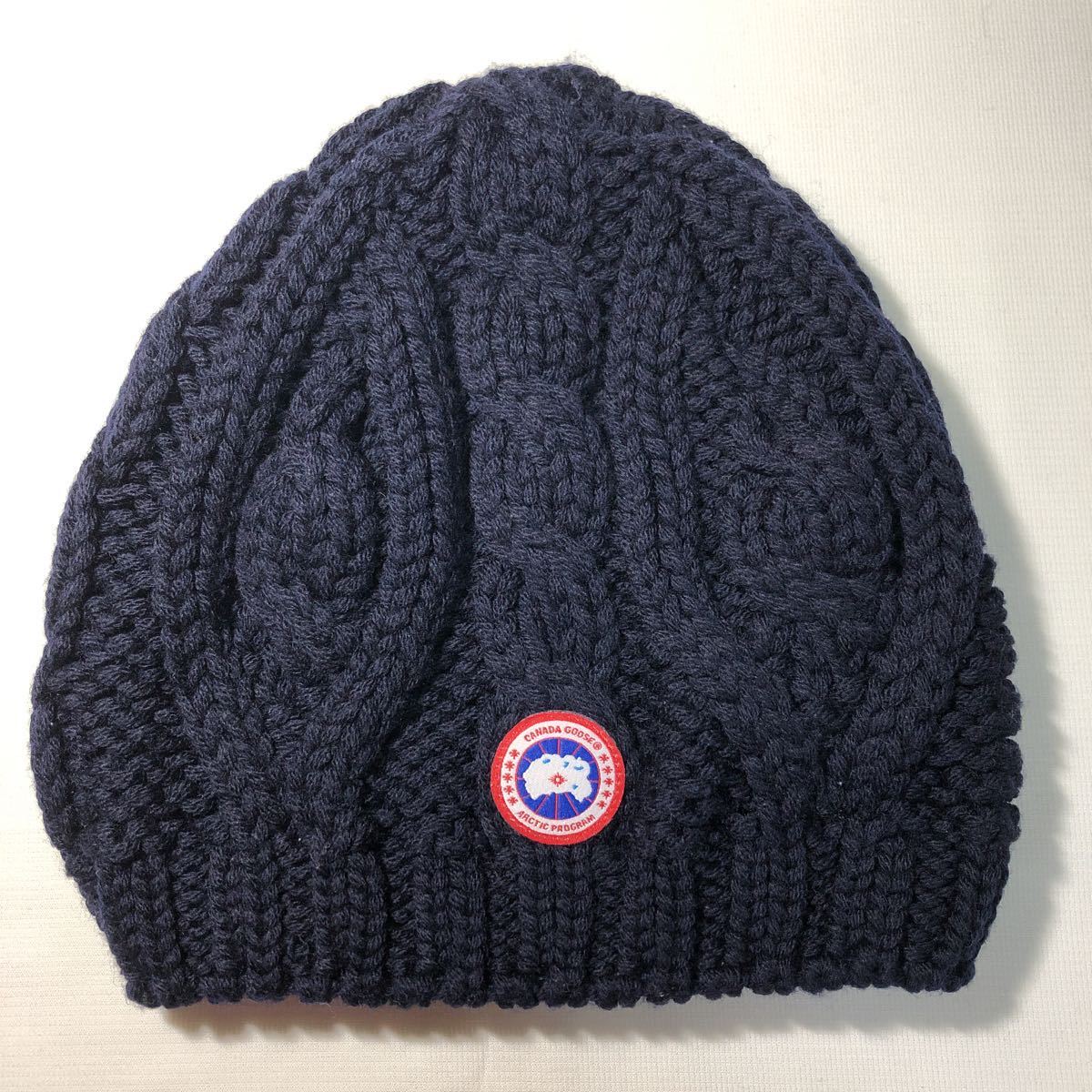  new goods Canada Goose knitted cap tea n key CHUNKY CABLE KNIT BEANIE 6194L navy Beanie knit cap watch cap CANADA GOOSE