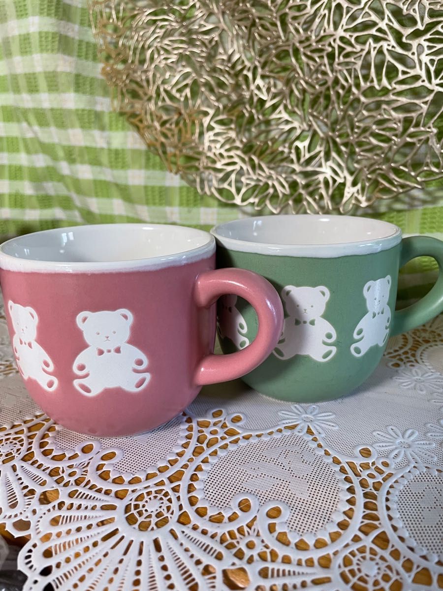 平成レトロ マグカップ テディベア柄 2個セット