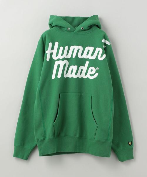 HUMAN MADE ヒューマンメイド パーカー 緑 グリーン 刺繍ワンポイント