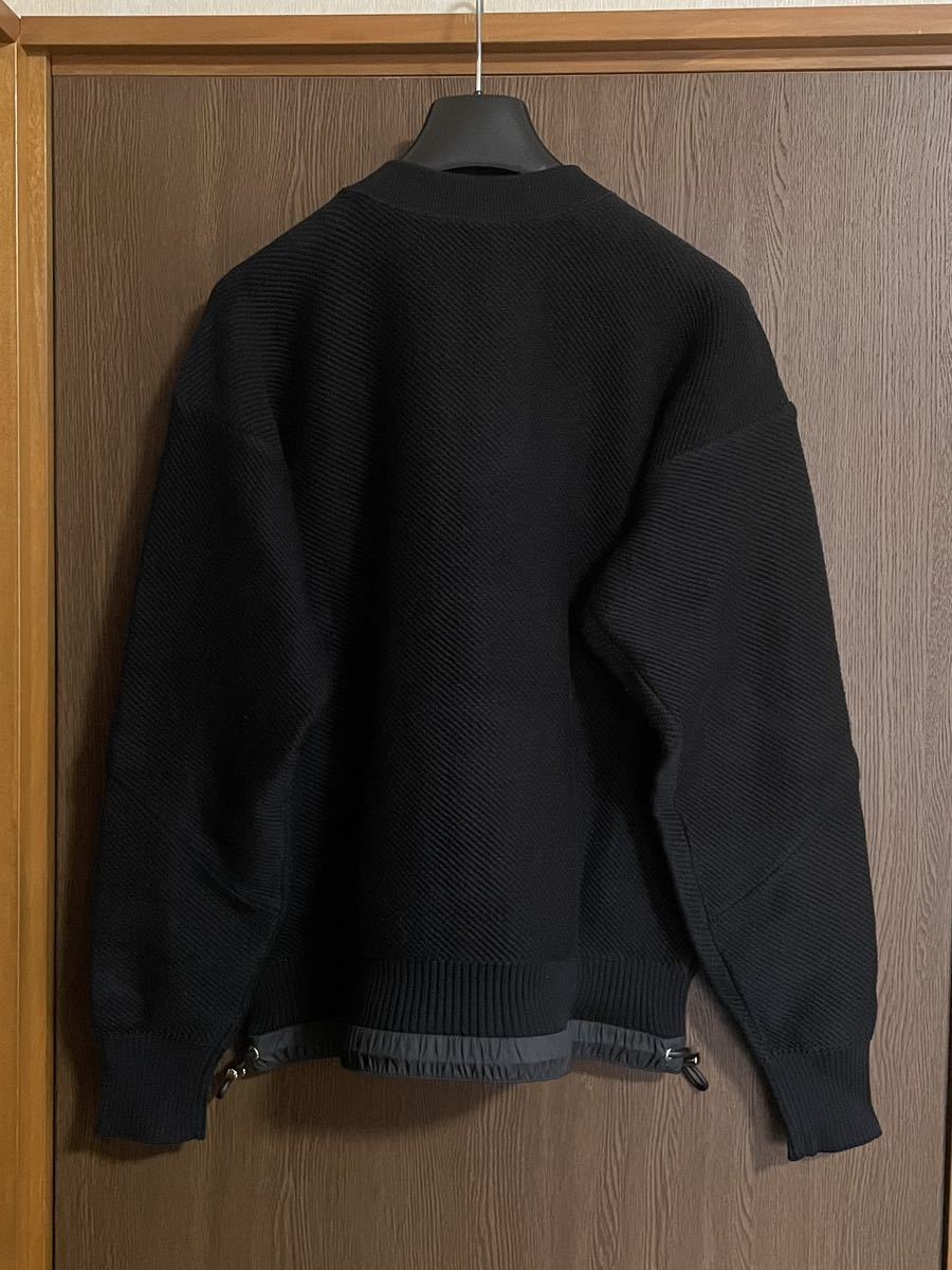 黒1新品 sacai サカイ メンズ スウェット シャツ ドローコード 22SS size 1 S 長袖 コットン ニット セーター ブラック