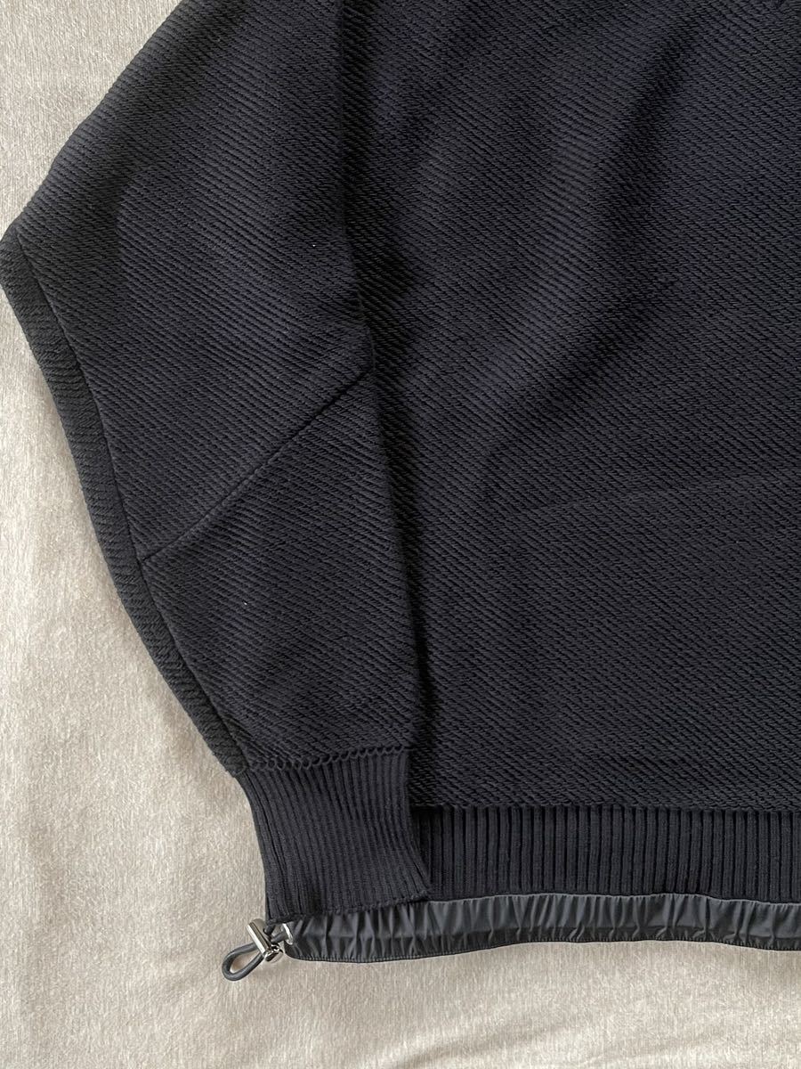 黒1新品 sacai サカイ メンズ スウェット シャツ ドローコード 22SS size 1 S 長袖 コットン ニット セーター ブラック