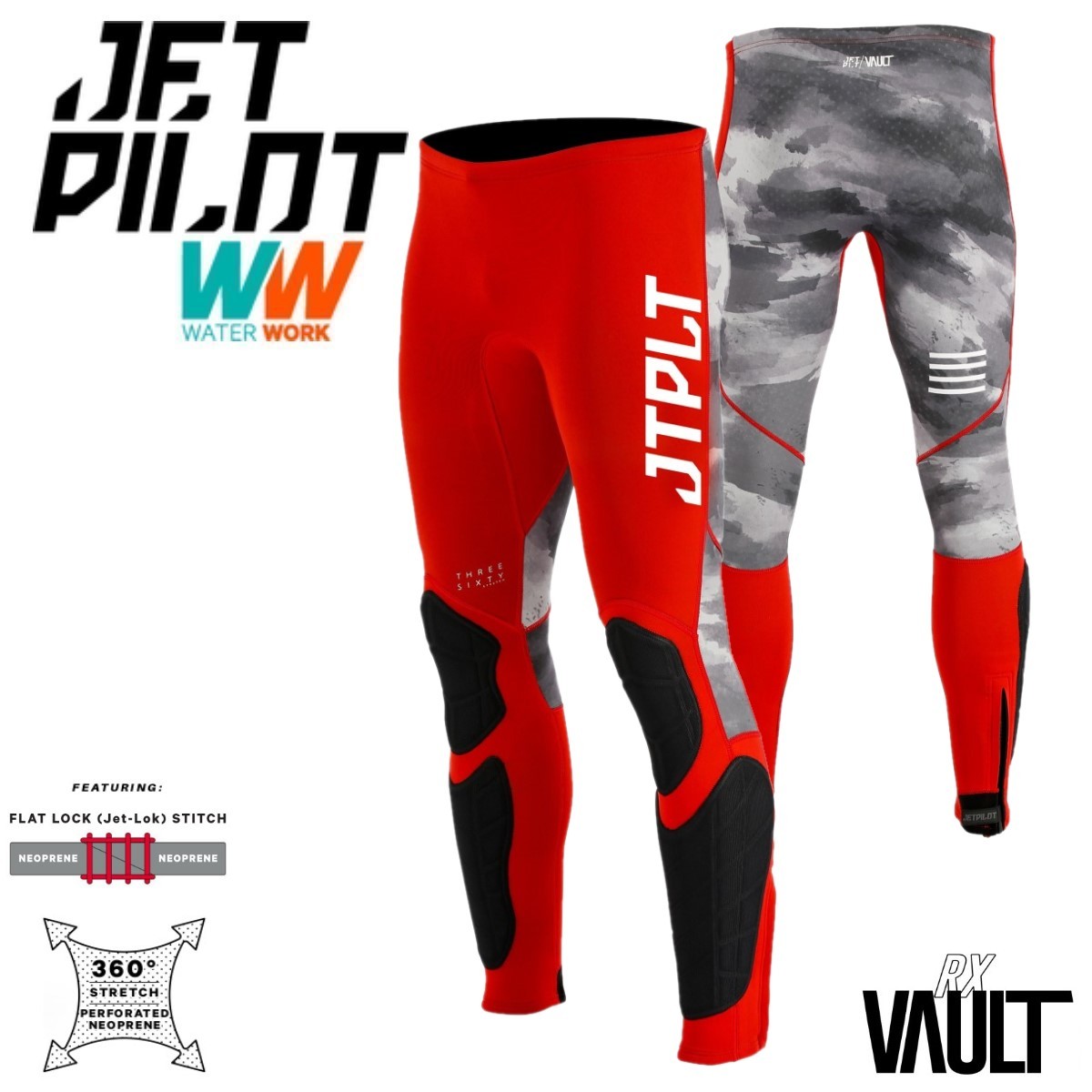 ジェットパイロット JETPILOT 2023 ウェットスーツ 送料無料 RX VAULT ボルト レース パンツ JA22157C レッド/ブラック/カモ L