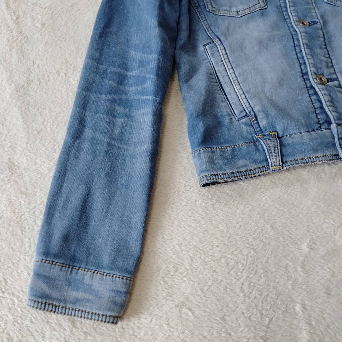 YANUK Yanuk Denim jacket outer G Jean short woshu processing . pocket casual Basic blue size S SJJ71