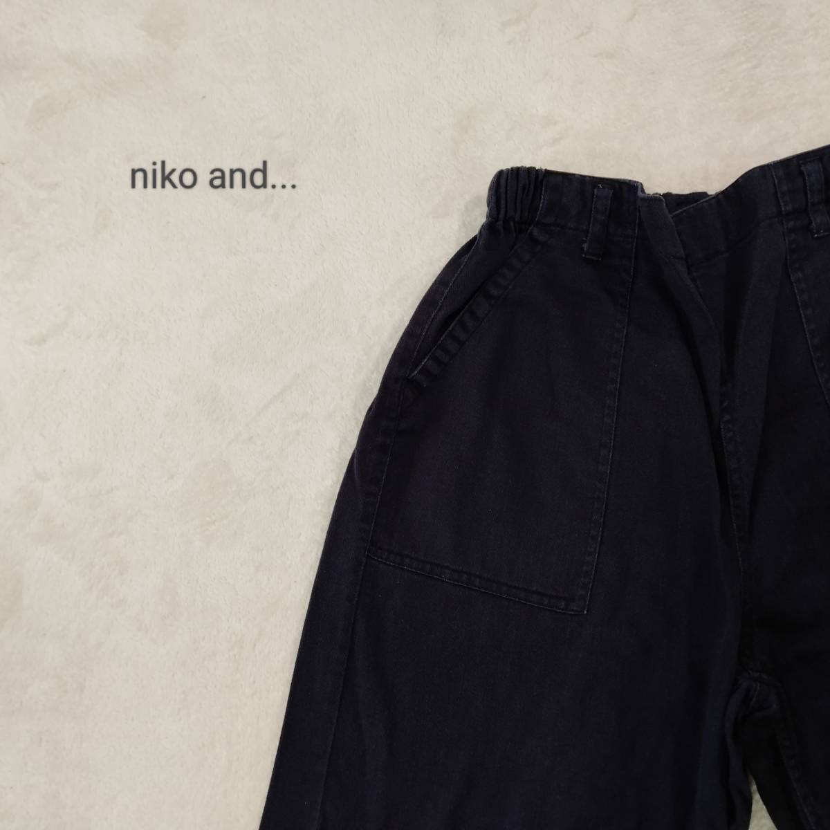 niko and... ニコアンド ワイドパンツ 無地 スラックス ロング丈 レディース ボトムス サイズ9 ネイビー SJ150_画像1