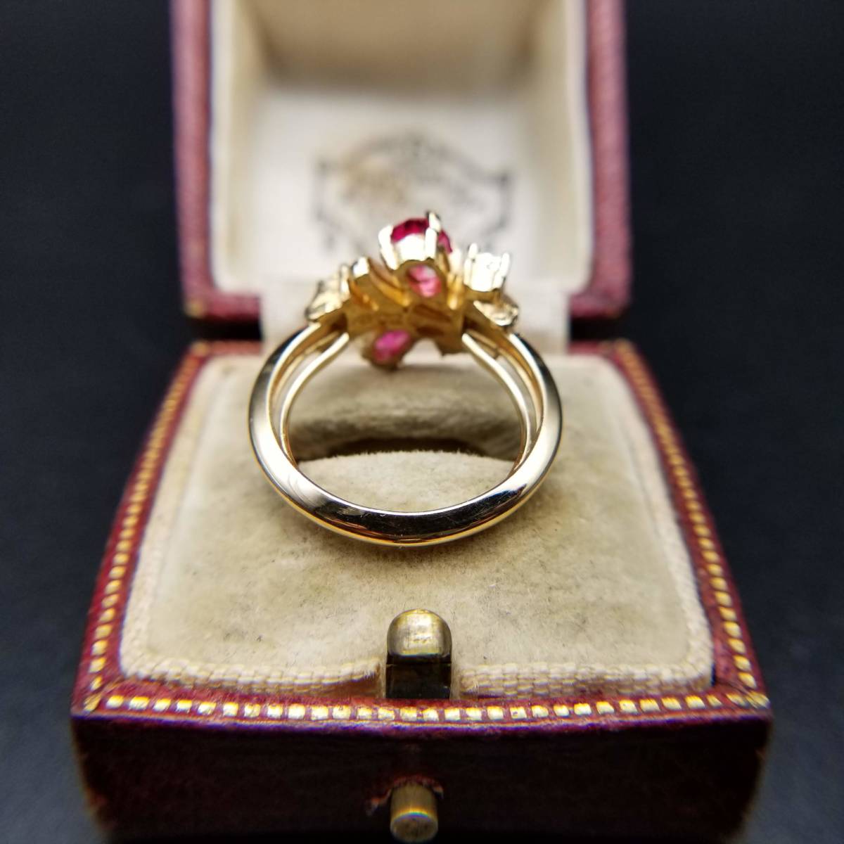 1970～1990年代 AVON ピンク フラワーモチーフ 米国 アールデコ ヴィンテージ リング ゴールドトーン 指輪 ビンテージ 70'80'90's S56_画像6