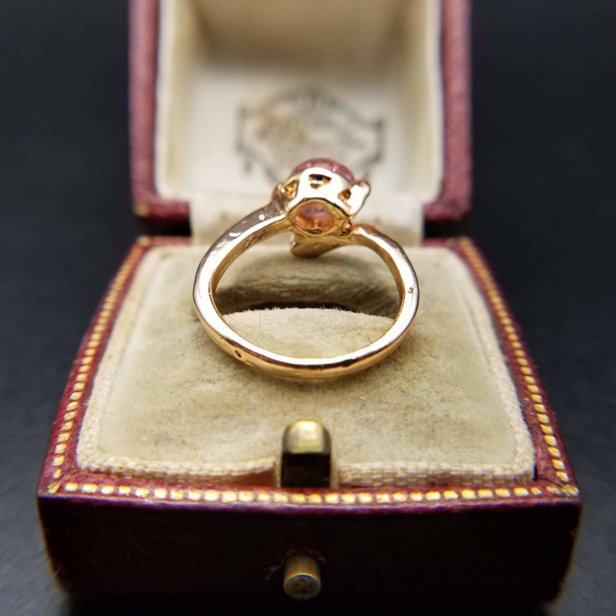 1970～1990年代 AVON ラインストーン ピンク ラウンド ゴールドトーン 米国 アールデコ ヴィンテージ リング 指輪 彫金 ビンテージ S82_画像6