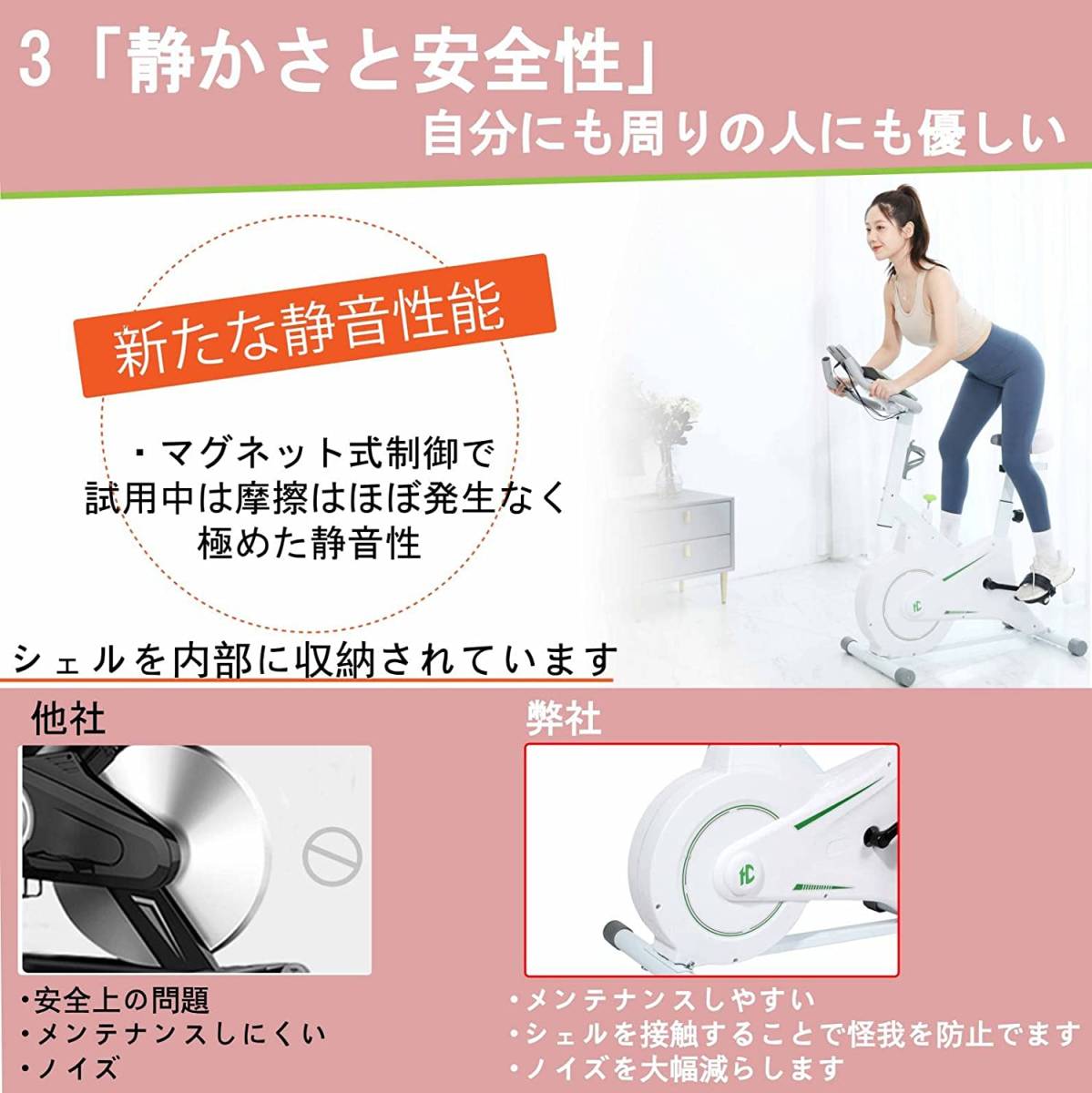 HEC第4世代フィットネスバイク【メーカー保証5年】 エアロバイク 家庭