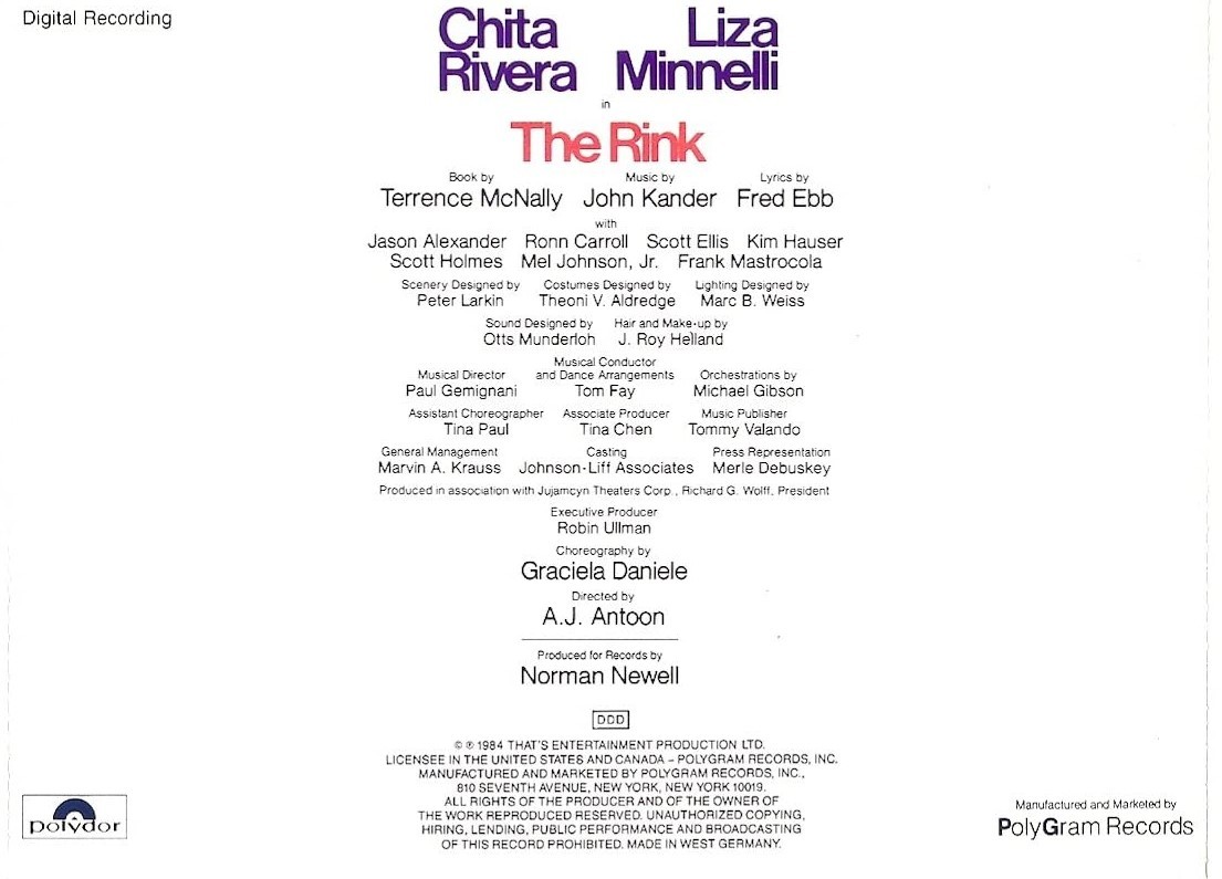 CD The Rink (Original Broadway Cast) / Chita Rivera, Liza Minnelli チタ・リベラ、ライザ・ミネリの画像2