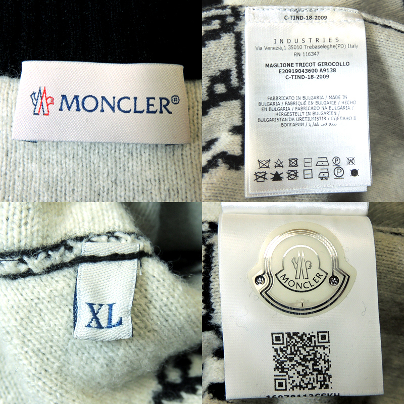 ［飯能本店］MONCLER モンクレール クルーネック 9043600 A9138 セーター ウール ブラック メンズ DH68060_画像3