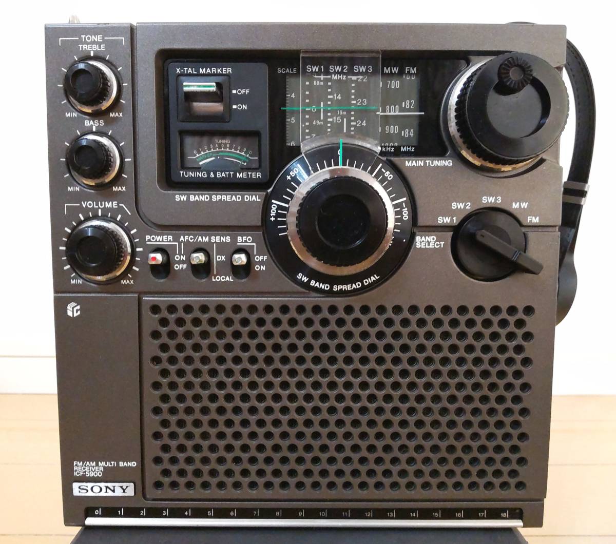 ブルー×レッド ソニー スカイセンサー ICF-5900 BCLラジオ 希少な後期 