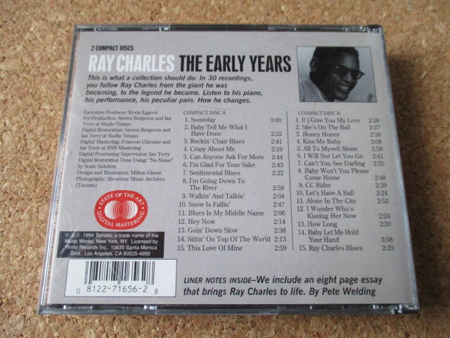 Ray Charles/The Early Years レイ・チャールズ 94年 大傑作・大名盤♪！ 究極濃厚2枚組ベスト♪！ 廃盤♪！ ソウル・レジェンド♪！_画像2