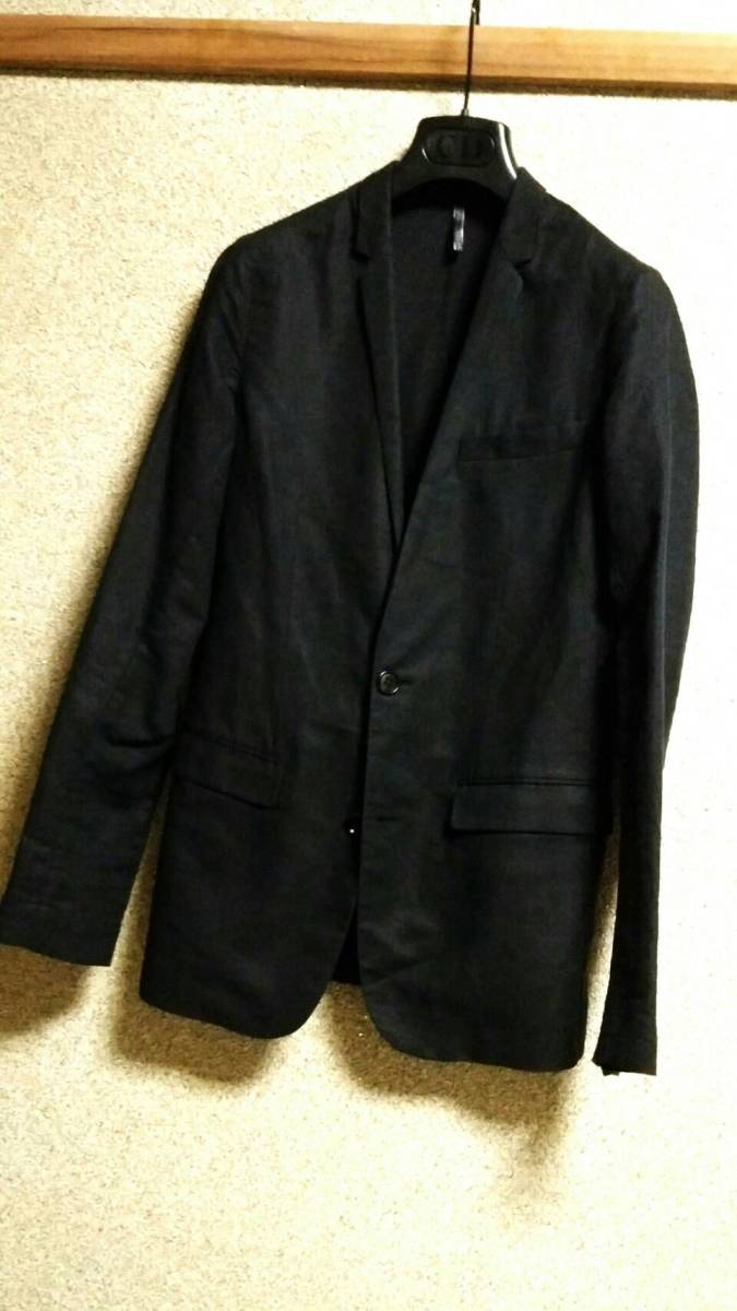 国内正規美 Dior Hommeディオールオム ナローラペルカジュアルジャケット黒 38 スーツ 唯一の薄手テーラードコットン ブラック 10H メンズ_画像4