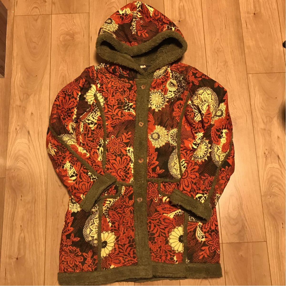  brand unknown total pattern coat lady's? boa using corduroy size unknown 