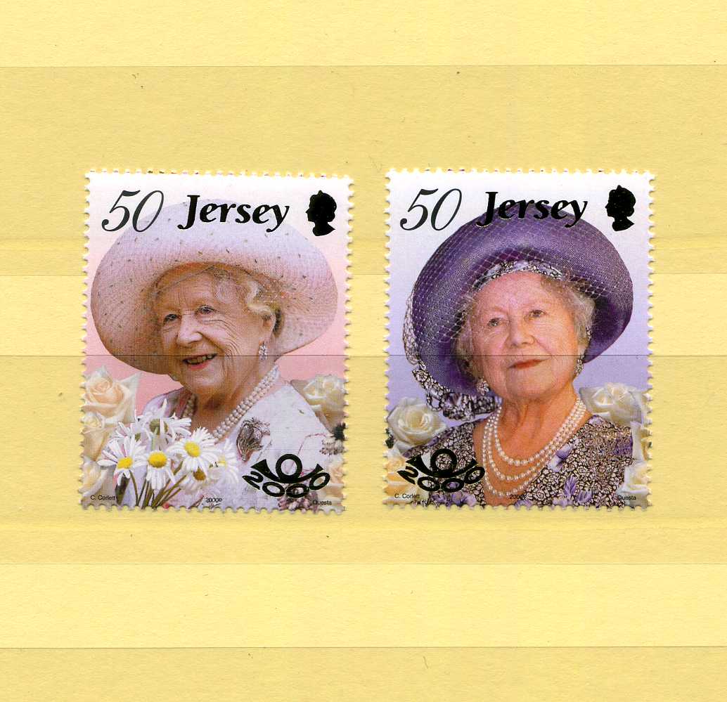 英領 ジャージー JERSEY 2000年◆クイーンのお母さん誕生100周年 未使用 MNH 2種完 綺麗 送料無料 ◆p-230の画像1