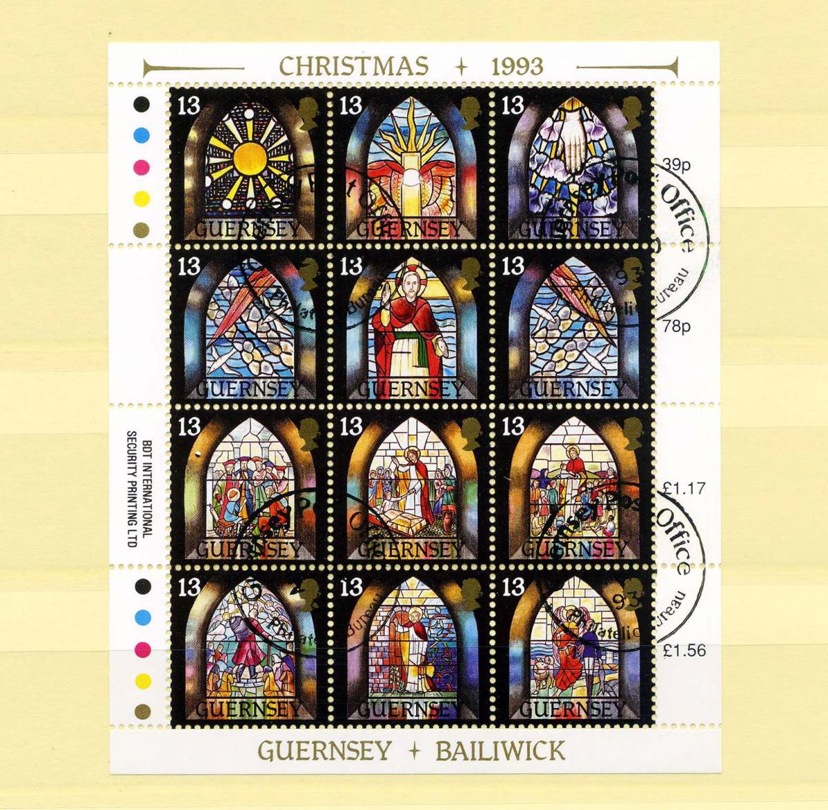 英領ガーンジー島 GUERNSEY 1993年 ◆クリスマス 初日特印 MNH シート 1枚 綺麗 送料無料 ◆v-274_画像1