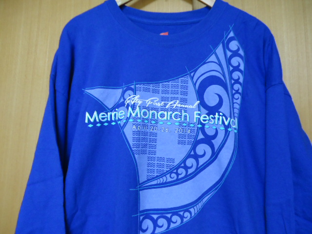 即決　ハワイ　メリーモナーク2014’　長袖　Ｔシャツ　ブルー色　ＸＸＬ　フラダンス_画像2