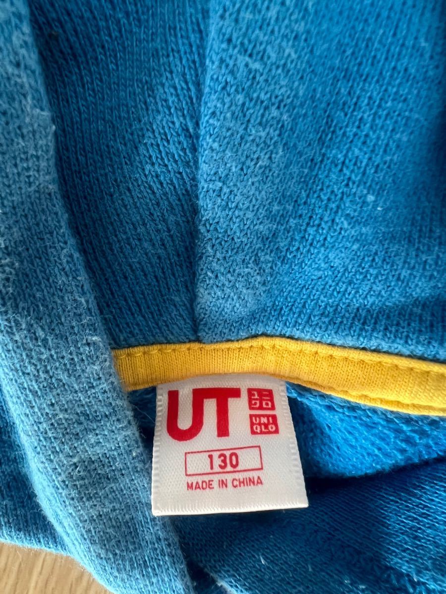 ユニクロ　UT パーカー　フーディー　ミスターメンリトルミス　トレーナー　青　ブルー　130cm