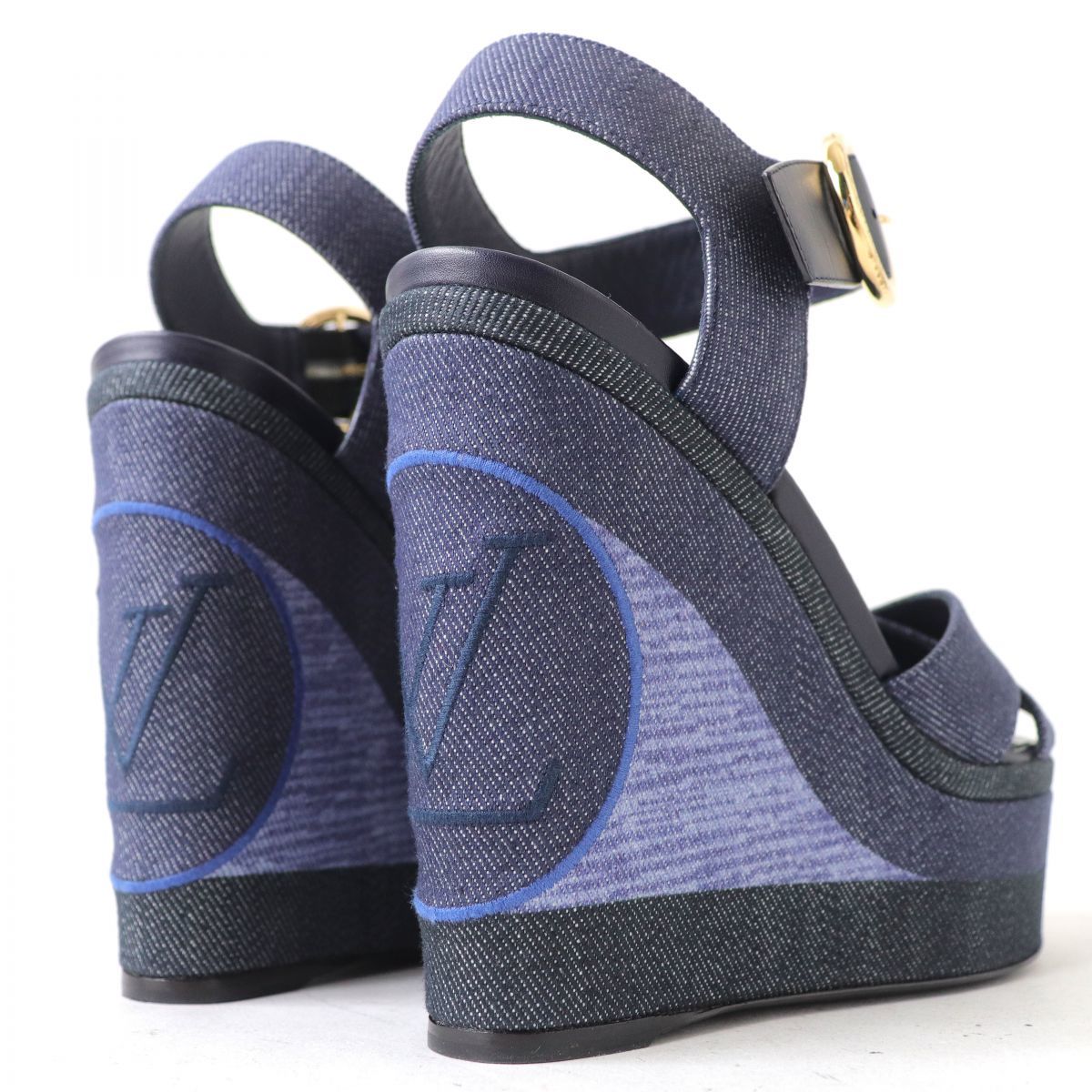 極美品△LOUIS VUITTON ルイヴィトン BLEU SHORE デニム ストラップ